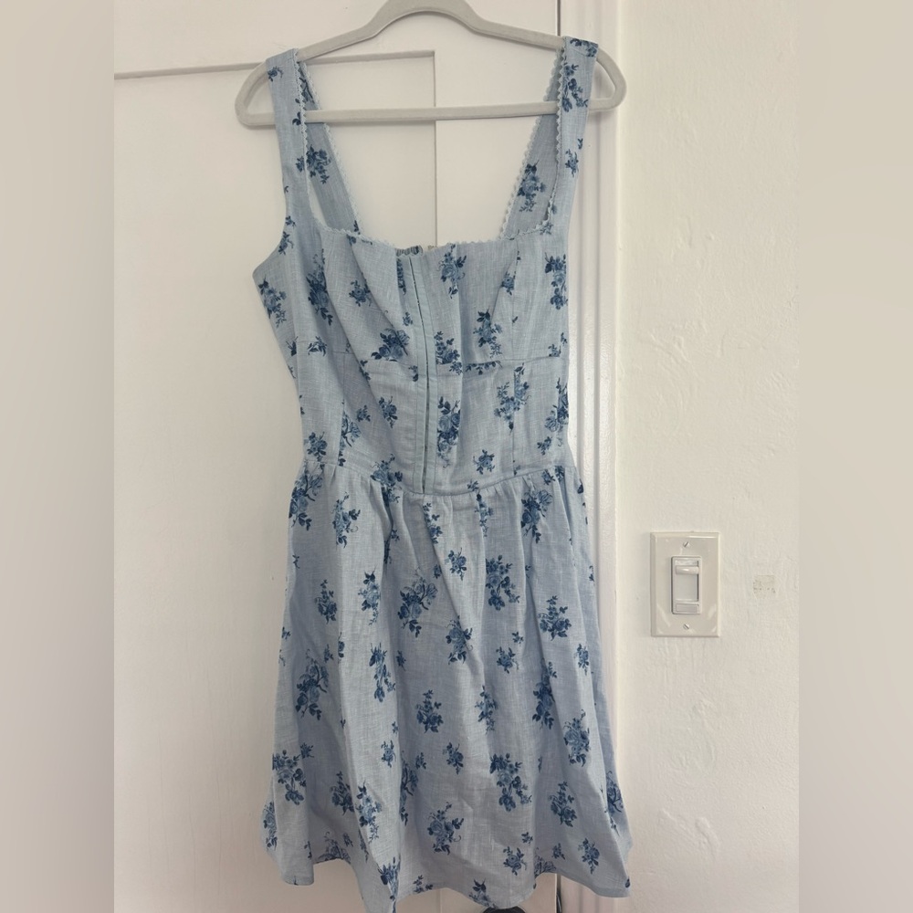 Light Blue Sheri Floral Sundress with Square Neck